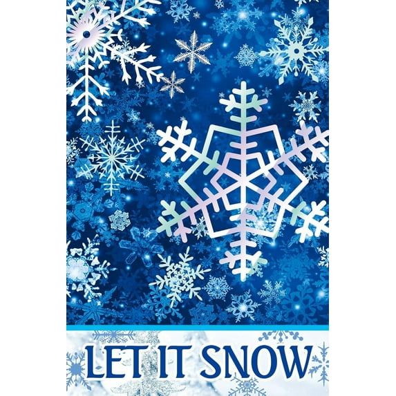Let it Snow Winter Snowflakes House Flag Outdoor Yard Flag 28" x 40"