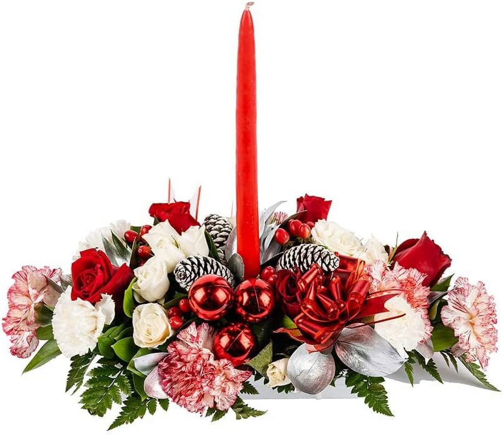 Let it Snow by Arabella Bouquets (Fresh-Cut Flowers Holiday Table Centerpiece Arrangement)