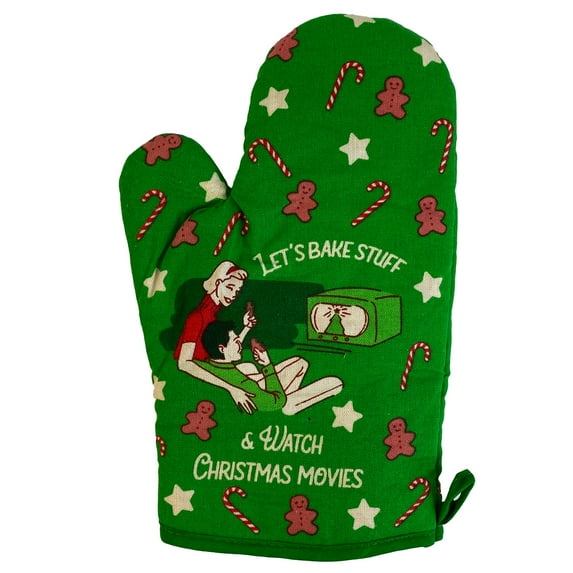 Let's Bake Stuff and Watch Christmas Movies Oven Mitt Funny Holiday Baking Tradition Festive Kitchen Glove