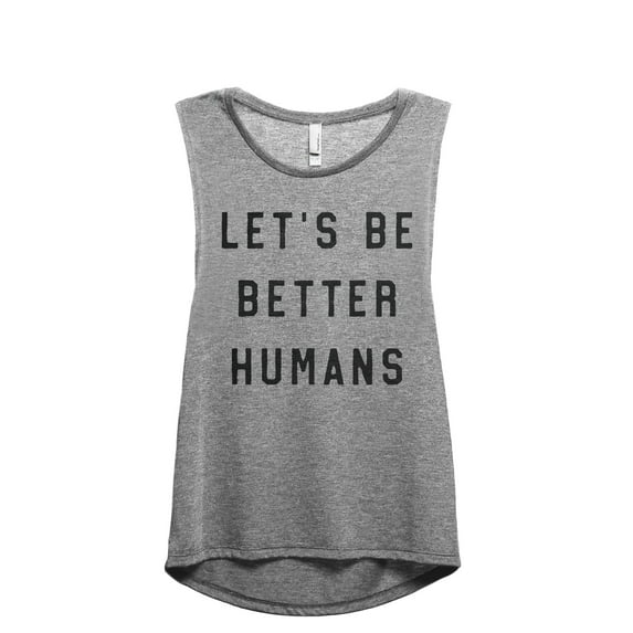 Let's Be Better Humans Women's Fashion Sleeveless Muscle Workout Yoga Tank Top Heather Grey Grey Medium