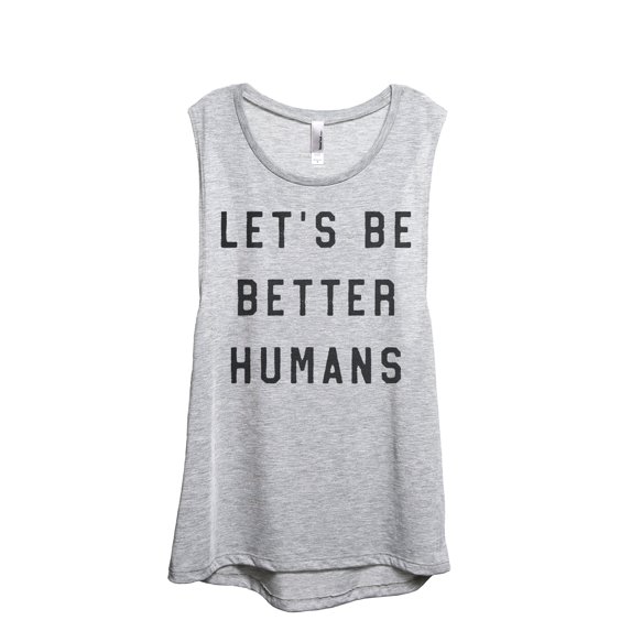 Let's Be Better Humans Women's Fashion Sleeveless Muscle Workout Yoga Tank Top Sport Grey X-Large