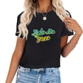 thumbnail image 1 of Let's Be Free Graffiti Art Funny Graphic Tee for Women, Comfortable Short Sleeve T-Shirt with Unique Design Back To School Gifts, 1 of 5