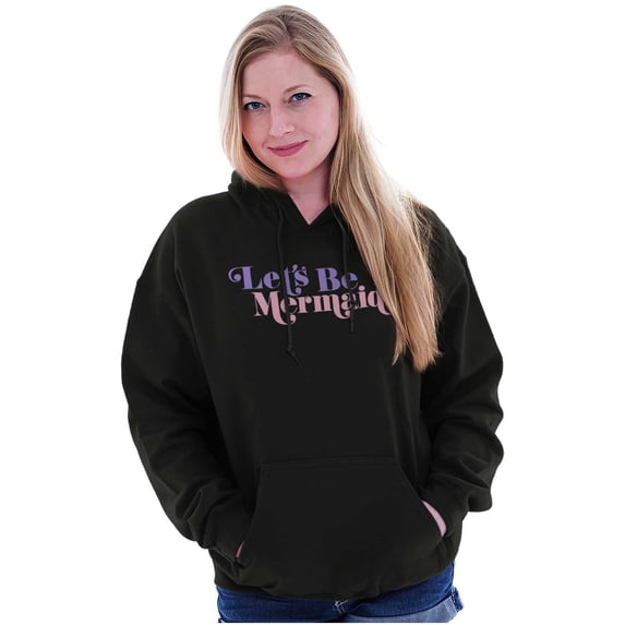Let's Be Mermaids Cute Beach Day Women Plus Size Graphic Pullover Hoodie Brisco Brands 2X