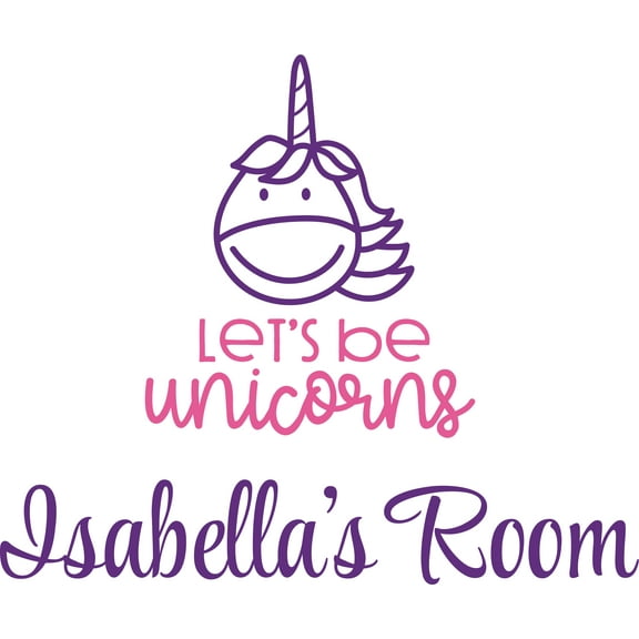 Let's Be Unicorns Unicorn Cute Customized Wall Decal - Custom Vinyl Wall Art - Personalized Name - Baby Girls Boys Kids Bedroom Wall Decal Room Decor Wall Stickers Decoration Size (20x20 inch)