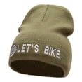 thumbnail image 1 of Let's Bike Embroidered Acrylic Short Beanie - Olive OSFM, 1 of 5