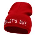 thumbnail image 1 of Let's Bike Embroidered Acrylic Short Beanie - Red OSFM, 1 of 5
