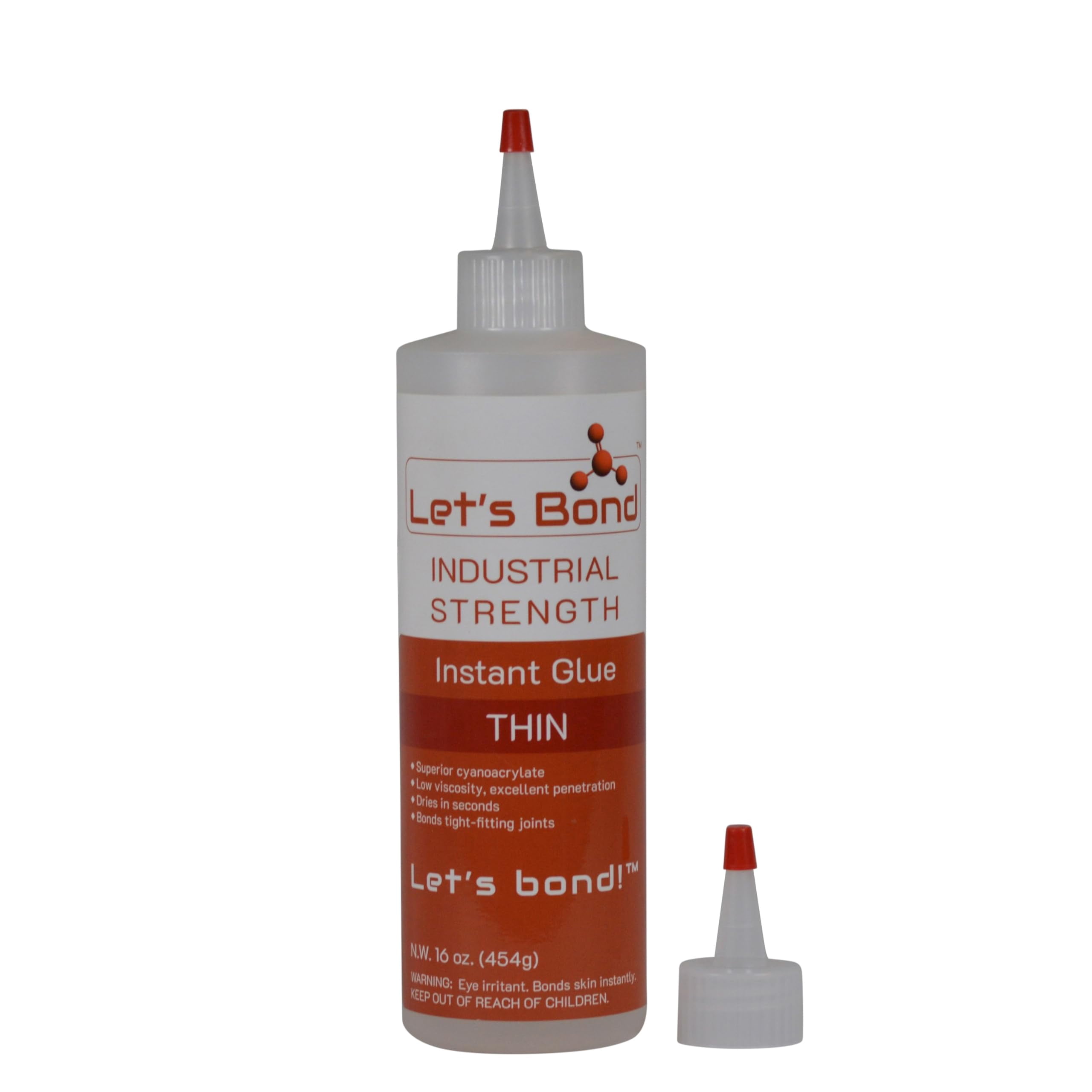 Let's Bond 16 oz Thin Professional Grade Instant Glue, Premium Cyanoacrylate, 5 CPS