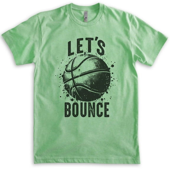Let's Bounce Basketball T-shirt, Unisex Women's Men's Shirt, Basketball B-ball Hoops Sports, Heather Apple Green, Small