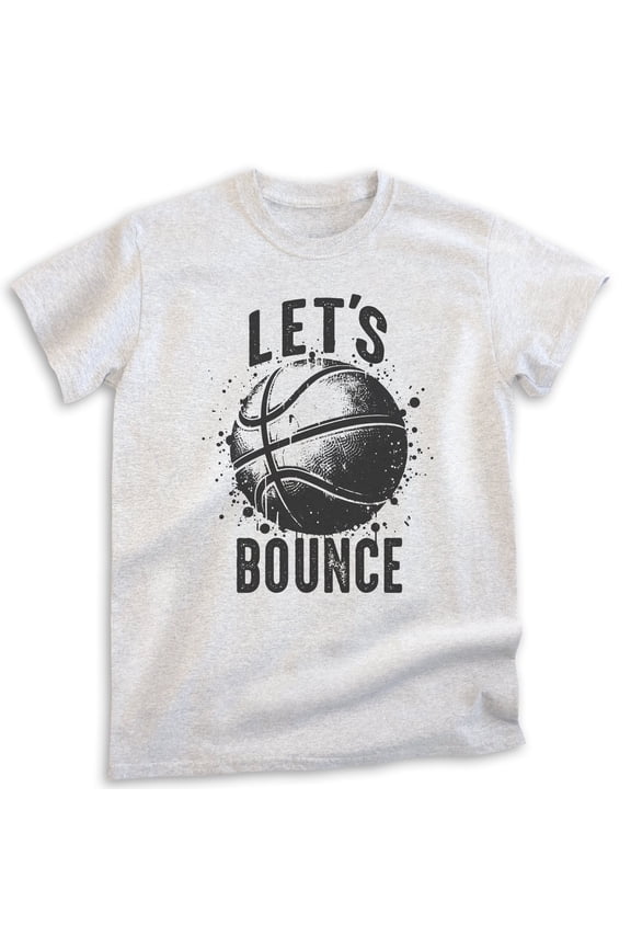 Let's Bounce Basketball T-shirt, Unisex Women's Men's Shirt, Basketball B-ball Hoops Sports, Heather Ash, X-Small