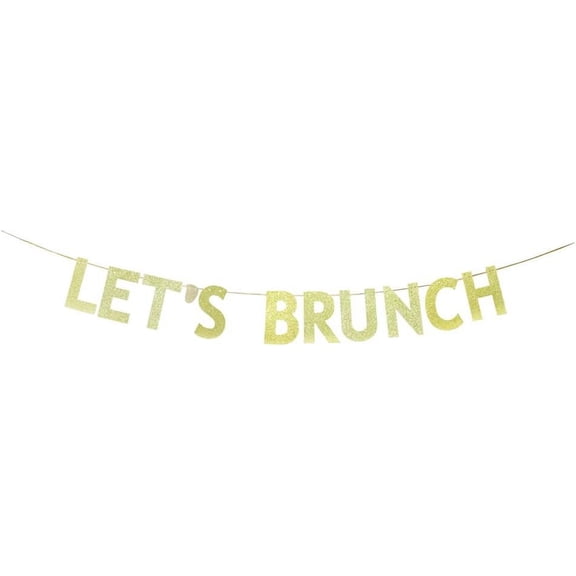 Let's Brunch Banner,Gold Glitter Paper Design for Wedding/Engagement/Bridal Shower/Birthday/Bachelorette/Anniversary/Brunch Party Decoration.