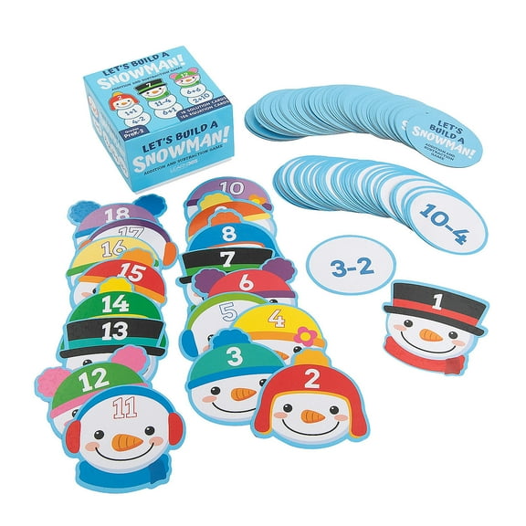 Lets Build a Snowman Addition & Subtraction Game, Educational, Party Supplies, 144 Pieces