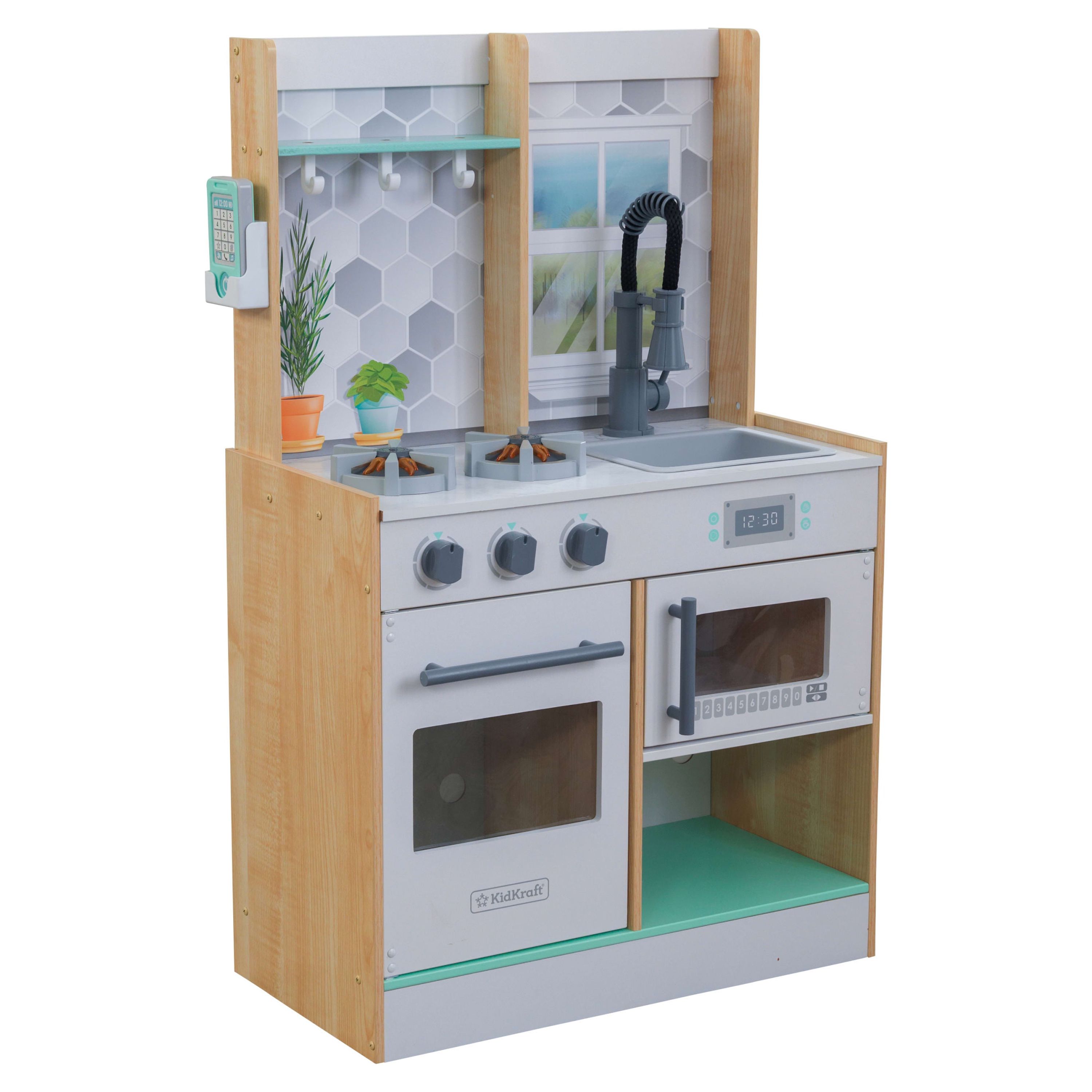 Let's Cook Wooden Play Kitchen with Lights & Sounds, Natural - image 1 of 10