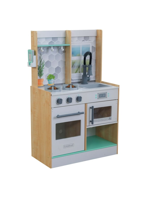 Let's Cook Wooden Play Kitchen with Lights & Sounds, Natural