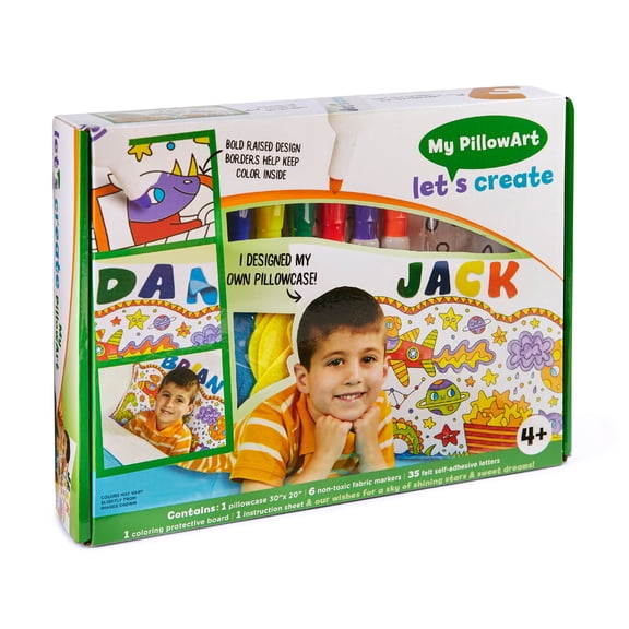 Let's Create Personalized Pillow Cover! DIY Pillowcase Art Kit for Kids (Standard), Perfect Art kit for Kids