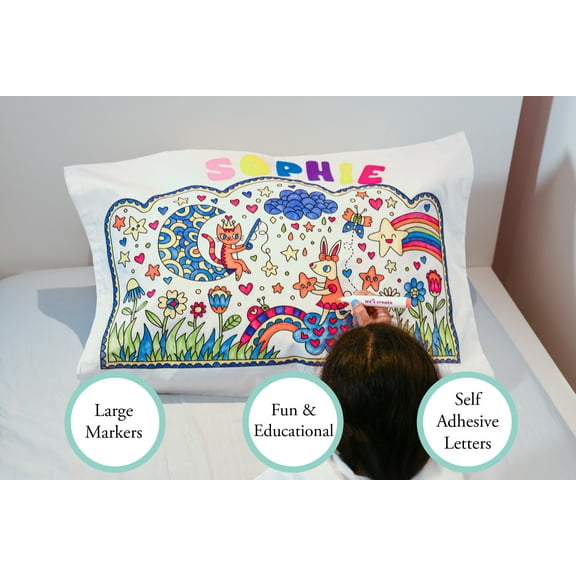 Let's Create Toys Animal Coloring Pillowcase Craft Kit, 44 Piece