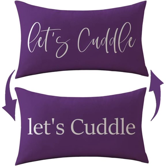 Let's Cuddle Throw Pillow Cover 12''x20'' Romantic Couple Decorative Pillowcase Soft Reversible Cushion Cover for Bedroom, Sofa, ()