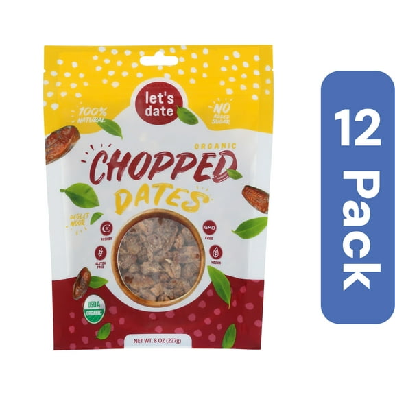 Let's Date Chopped Organic Dates 8 oz (Pack Of 12)