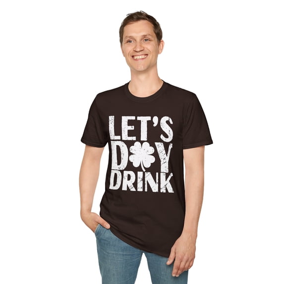 Let's Day Drink, Gildan Unisex Softstyle Shirt, Shamrock Graphic Tee, S-3XL