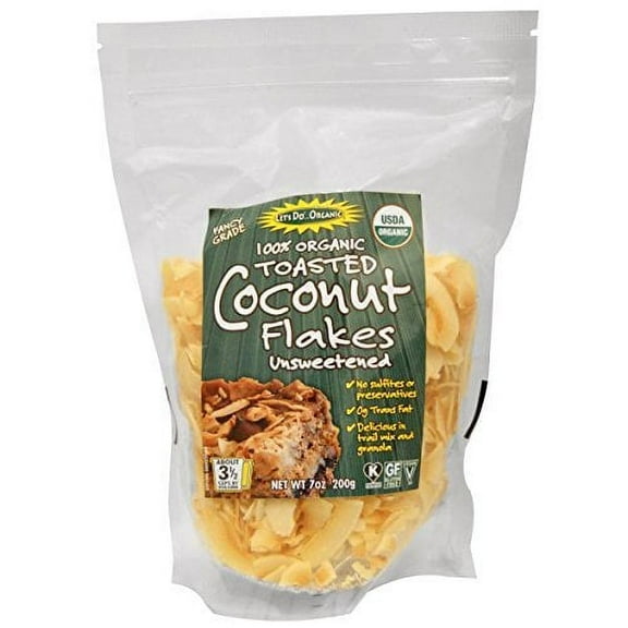 Let's Do Organic, 100% Organic Toasted Coconut Flakes Unsweetened, 7 oz (pack of 3)