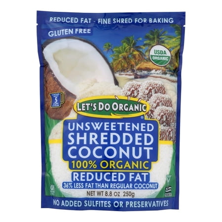 Let's Do Organic Reduced Fat Coconut Unsweetened 8.8 oz Pack of 2