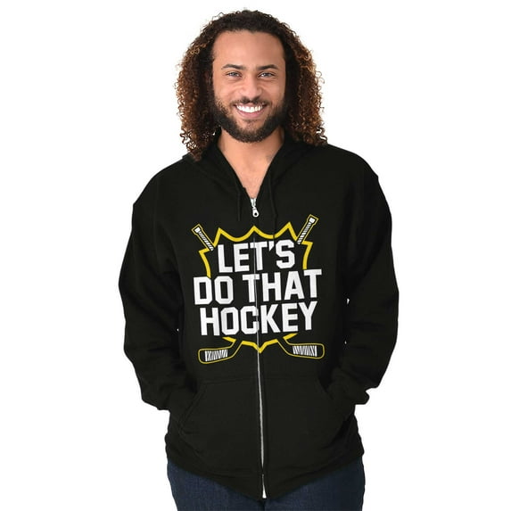 Let's Do That Hockey Sports Unisex Fleece Graphic Zip Up Hoodie Brisco Brands 2X