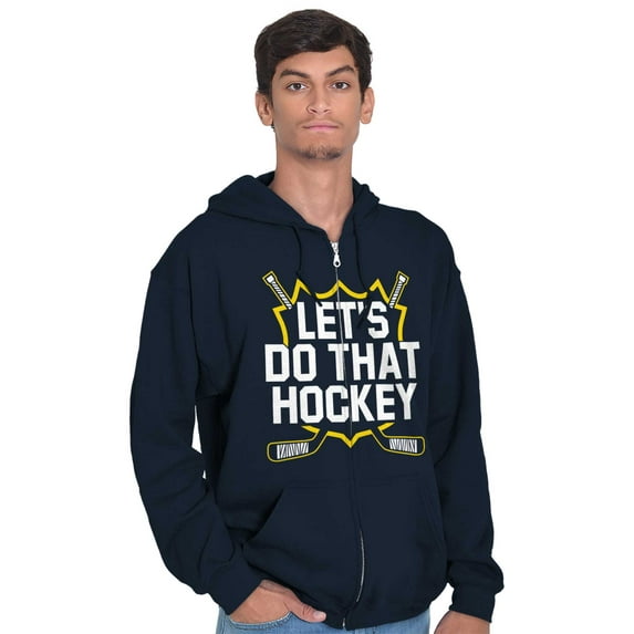 Let's Do That Hockey Sports Unisex Fleece Graphic Zip Up Hoodie Brisco Brands 2X