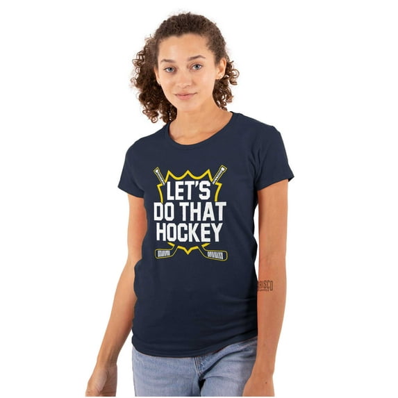 Let's Do That Hockey Sports Womens Fitted Plus Size Graphic Tee Brisco Brands 3X