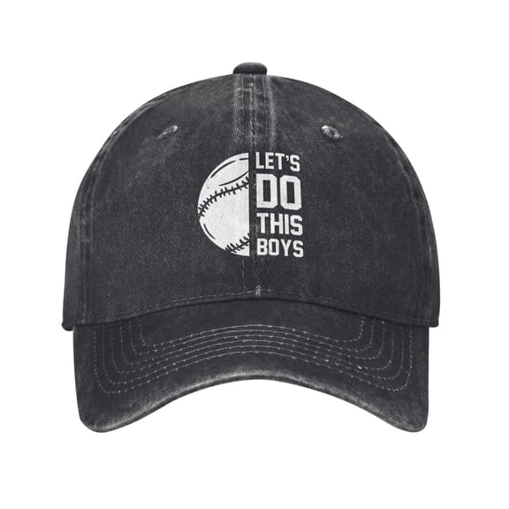 Let's Do This Boys BASEBALL Baseball Cap Vintage Soft Washed Denim,Golf Dad Hat Adjustable Trucker Hats for Men Women Unisex Adult,Black