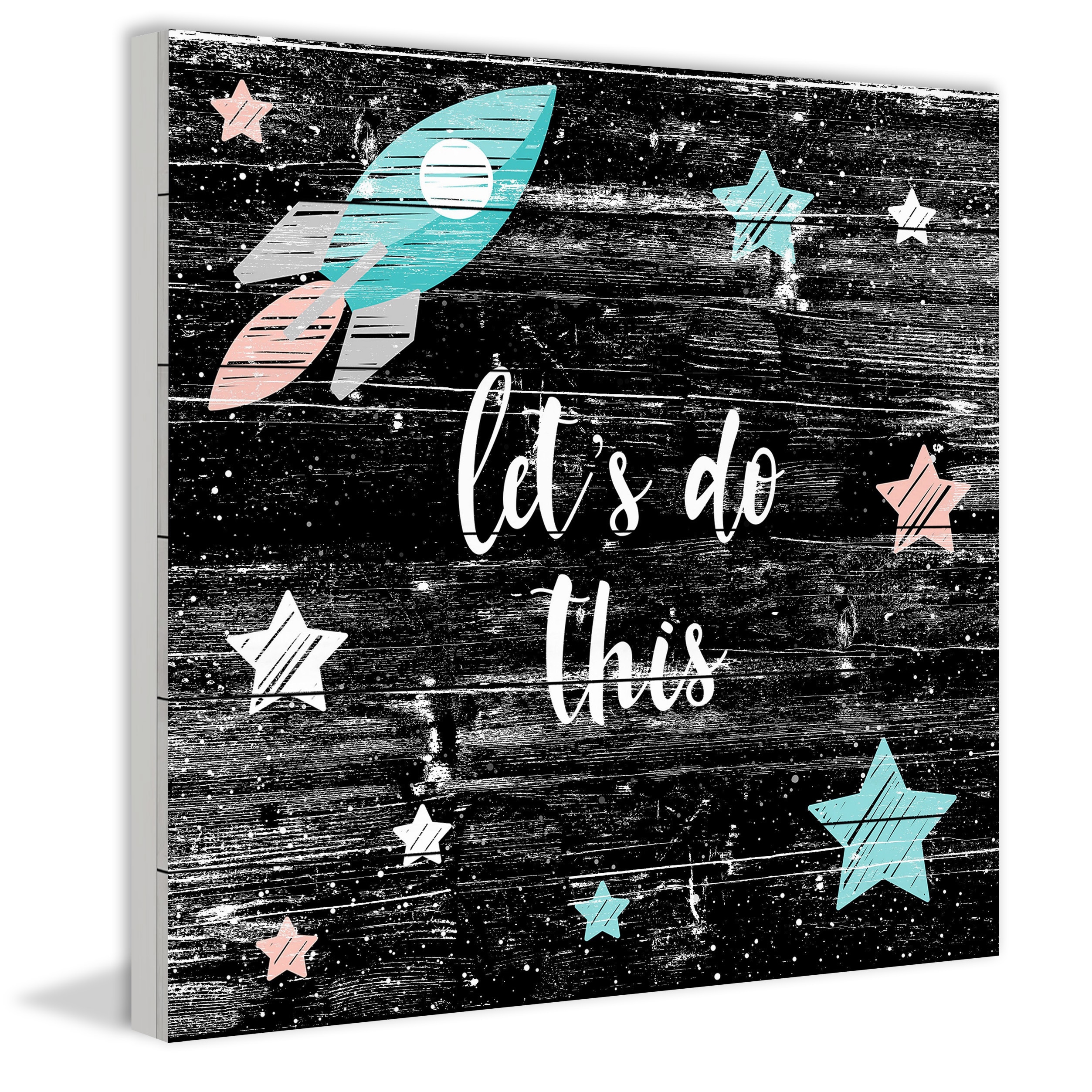 Let's Do This Painting Print on White Wood