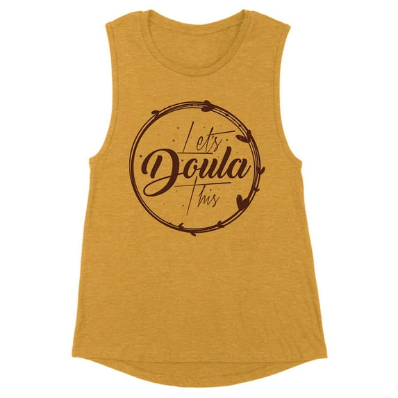 Let's Doula This Women's Muscle Tank 2X-Large Antique Gold