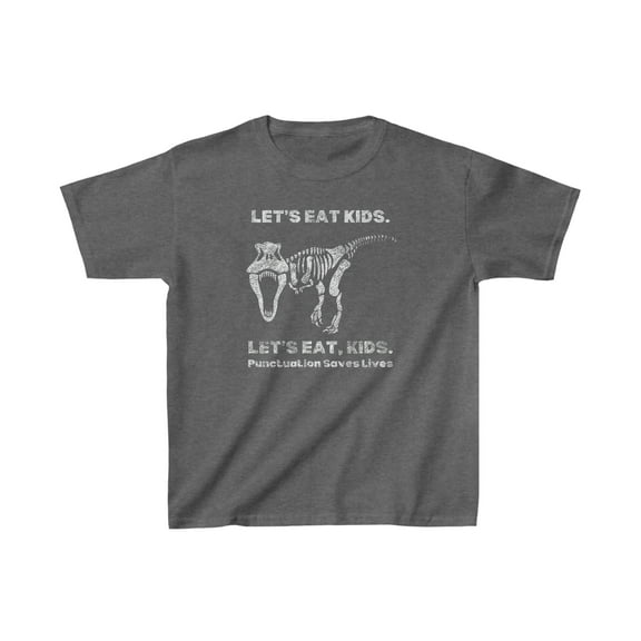 Let's Eat Kids Punctuation Saves Lives - Funny Dino Kids Heavy Cotton™ Tee