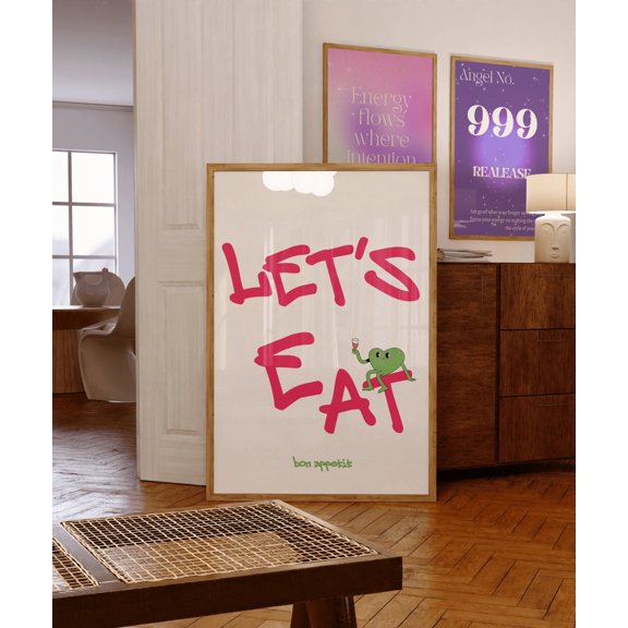 Let's Eat Kitchen Typography Poster