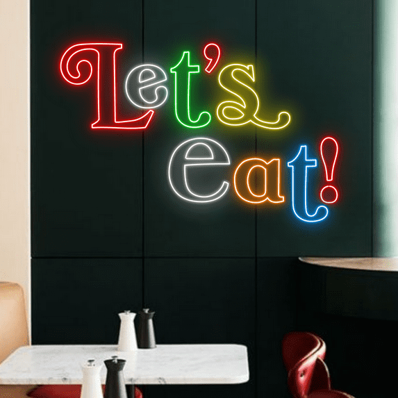 Let's Eat Neon Sign, Long-lasting Lights Decor, Shop Decor