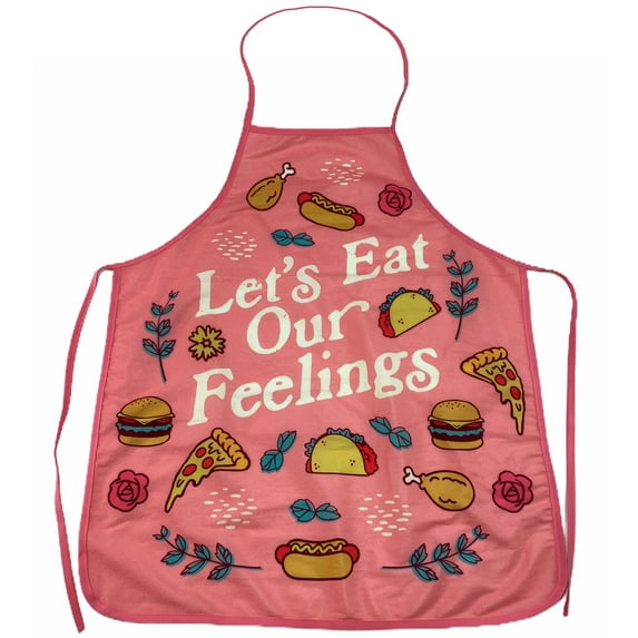 Let's Eat Our Feelings Apron Funny Comfort Food Novelty Kitchen Smock