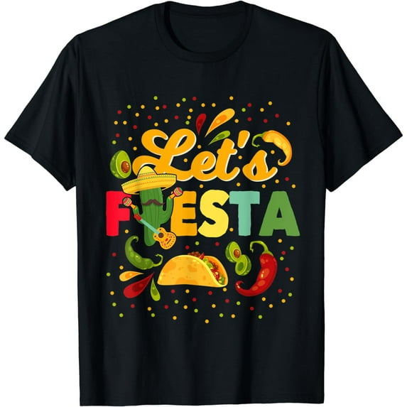 Let's Fiesta Cinco De Mayo Camisa Mexicana Hombre T-Shirt