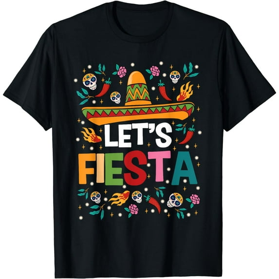Let's Fiesta Cinco De Mayo Mexican Theme Party Guitar Lover T-Shirt