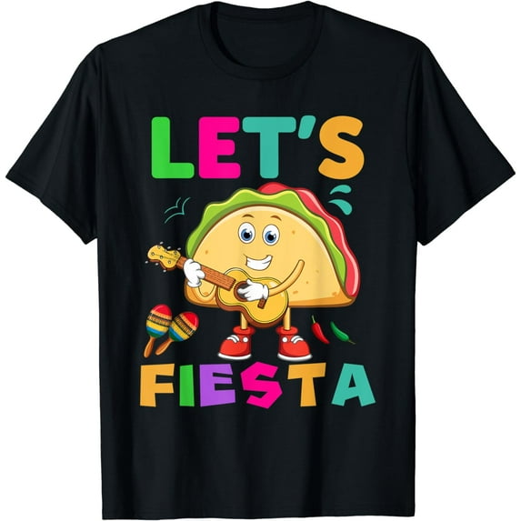 Let's Fiesta Guitar Taco Mexico Lover Funny Cinco De Mayo T-Shirt