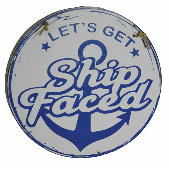 Let's GET Ship Faced Anchor Away Aquaholic Drunk Boat Buoy Tiki Pool BAR Lifesaver Sign