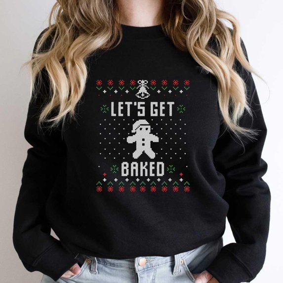 Let's Get Baked Funny Holiday Baking Pun Graphic - New Arrival SW14948 Unisex Sweatshirt, Up to Size 5XL
