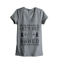 thumbnail image 1 of Let's Get Baked Ginger Women's Fashion Relaxed V-Neck T-Shirt Tee Heather Grey Large, 1 of 3