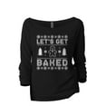 thumbnail image 1 of Let's Get Baked Ginger Women's Fashion Slouchy 3/4 Sleeves Raglan Lightweight Sweatshirt Black X-Large, 1 of 3