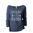 thumbnail image 1 of Let's Get Baked Ginger Women's Fashion Slouchy 3/4 Sleeves Raglan Lightweight Sweatshirt Navy Medium, 1 of 3