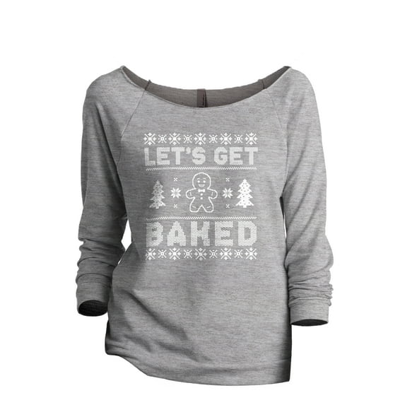 Let's Get Baked Ginger Women's Fashion Slouchy 3/4 Sleeves Raglan Lightweight Sweatshirt Sport Grey X-Large