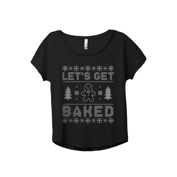 Let's Get Baked Ginger Women's Fashion Slouchy Dolman T-Shirt Tee Heather Black Large