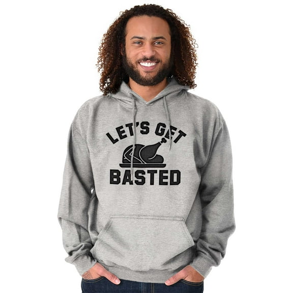 Let's Get Basted Turkey Day Unisex Plus Fleece Graphic Hoodie Brisco Brands 5X