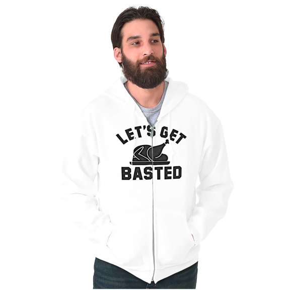 Let's Get Basted Turkey Day Zip Up Hoodie Men's Women's Brisco Brands M