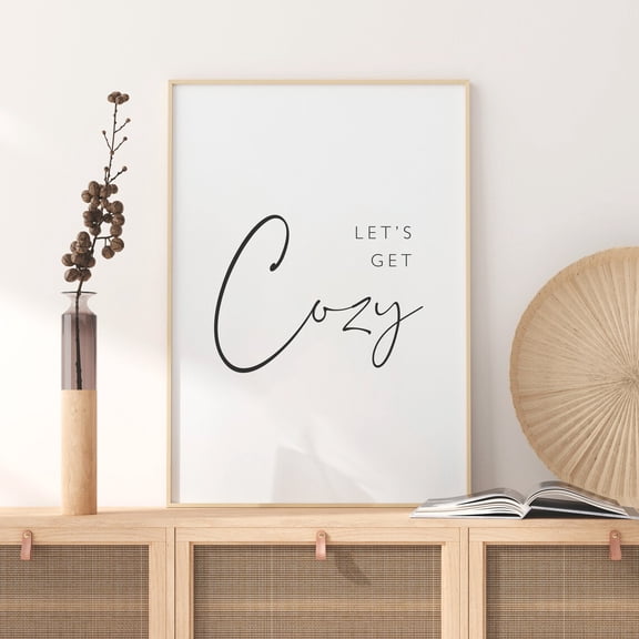 Let's Get Cozy Print, Minimalist Guest Room Wall Art, Unframed Canvas 8x10in