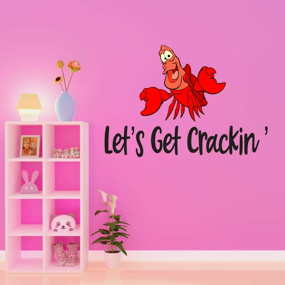 Let's Get Crackin' Crab Claws Sea Under Water Sea Creatures Crab Octopus Fish Seahorse Clam Shellfish Urchin Kelp Sweet Dreams Bedtime Unicorn Wall Decal Sticker - Size: 20 In X 14 In