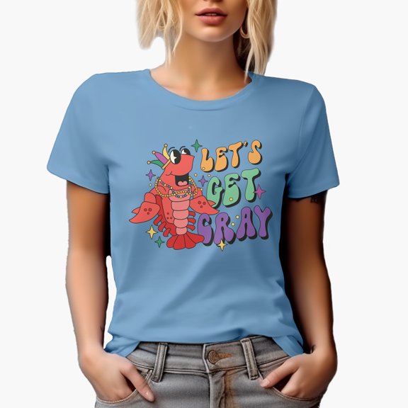 Let's Get Cray with a Crawfish or Crayfish Art Merch Gift, Baby Blue T-Shirt, XL
