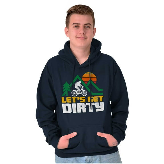 Let's Get Dirty Mountain Bike Outdoor Unisex Plus Fleece Graphic Hoodie Brisco Brands 2X